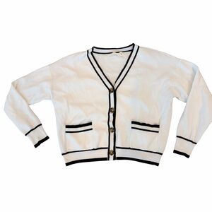 Cyrus White Cardigan with Black Accents